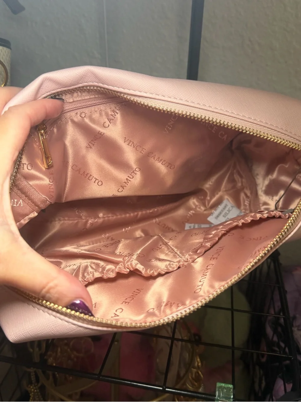 Vince Camuto Pink Wildflower Floral Makeup Bag - NWT - Saffiano Cosmetic Pouch